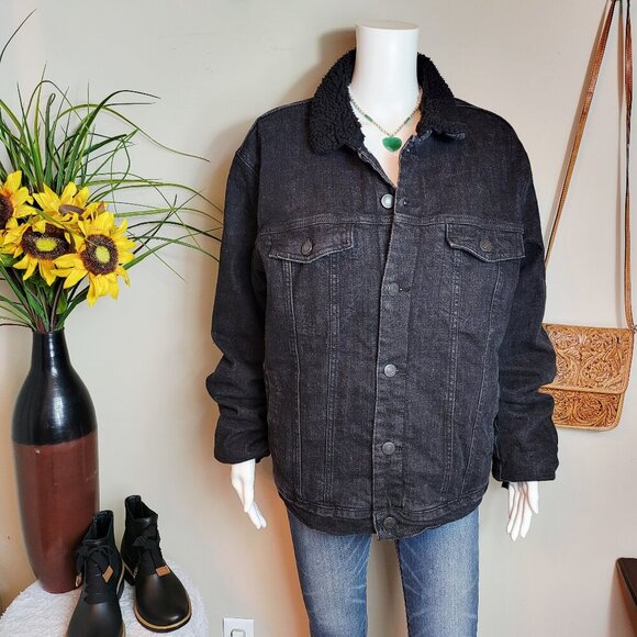 Vintage 90's sherpa fur lined denim jacket - Picture 1 of 8